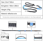 KUTKUT Hands Free Dog Running Leash with Adjustable Waist 28" to 48", Dual Handle Elastic Bungees Retractable Rope for Dogs, Reflective Stitch - kutkutstyle